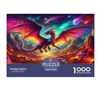 Pterosaur Puzzle Game Gifts for Men Women 1000 Piece - Cosmic Dragon Nebula Vibrant Psychedelic Fiery The Whole Family Activity for Home Wall Decor70x50cm/1000pcs