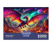 Pterosaur Recycled Paper Adult Jigsaws 1000 Pieces - Cosmic Dragon Nebula Vibrant Psychedelic Fiery Impossible Hard Difficult Challenging Family Game52x38cm/1000pcs