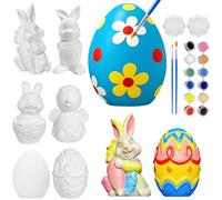 Ptesuply 6PC Paint Your Own Plaster Easter Crafts Kits, DIY Easter Eggs Bunny Painting Kit, Easter Gifts for Kids, Easter Basket Stuffers Family Party Activity Decorations (Set of 6)
