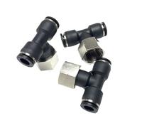 PTF 5/32-1/2 Inch Tube OD Push in Connect X 1/8" 1/4" 3/8" 1/2" NPT BSP Female Push in to Connect Tee 3 Way Brsss Pneumatic Air(BSPT,7.93mm 5l8 Inch,1/2")