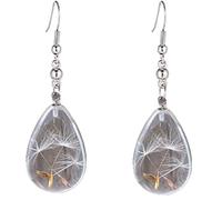 PTGMH Flower Earrings Handmade Resin Earrings Pressed Flower Earrings for Women Girls Natural Dried Dandelion Seed Teardrop Dangling Earrings Flower Jewelry, Resin, No Gemstone