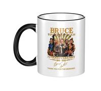 PTGRUKWBJ Springsteens Rock Singer Bruce Ceramic Mug with Colored Edge - Durable & Stylish Hip Hops Merchandise for Home, Office, Or Gifts.