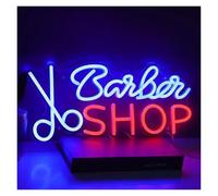 PTHEN Hanging Signs Barber Shop Neon Signs USB Powered Adjustable Brightness Scissors Neon Lights, Wall Hanging Decor Business Neon Lights 18cmx40cm