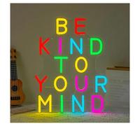 PTHEN Hanging Signs Be Kind to Your Mind Neon, USB Powered, with Dimmer Switch, Suitable for Bedroom, Study, Yoga Room 38.8x30.5cm