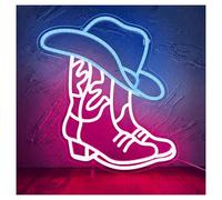 PTHEN Hanging Signs Cowboy Boots Neon Sign Wall Decor with USB Power Supply Bedroom Bar Office Cowboy Rodeo Lovers Birthday 35cmx30cm