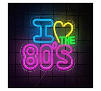 PTHEN Hanging Signs I Love The 80's Neon Sign,Light for Wall Decor,USB Powered Light for Bedroom Bar Club Cafe Man Cave Party 30cm×28cm