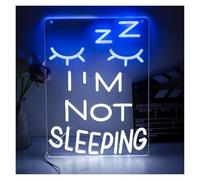 PTHEN Hanging Signs I'm Not Sleeping Neon Light USB Powered, with Dimmer, Adjustable Brightness,for Bedrooms, Game Rooms, Fun Decor 30x40cm
