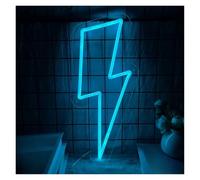 PTHEN Hanging Signs Lightning Shaped Night Light Home Wall Decor Lightning Neon Signs USB Powered Adjustable Brightness Club Neon Lights Signs(16cmx30.5cm)