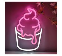 PTHEN Hanging Signs Melting Ice Cream Cup Cake Wall Neon Sign for Restaurant Pub Club Bar Shop Birthday Room Party Decoration 17.1cm×25.6cm