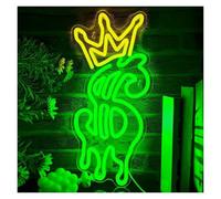 PTHEN Hanging Signs Money Neon Sign Crown Dollar Light for Wall Decor USB Powered for Shop Store Man Cave Game Room Pub Party 40cm×19.5cm