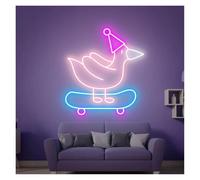 PTHEN Hanging Signs Skateboard Chick Neon Sign Light USB Powered for Home Club Gaming Room Birthday Atmosphere Personalized Wall Art Decor 38cmx28cm(D)