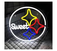PTHEN Hanging Signs Sweet Neon Sign Colored Star Letter Light Dimmable USB Powered for Bar Home Dessert Shop Bedroom Wedding Engagement Art Wall Decor 32cmx32cm