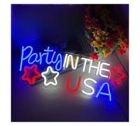 PTHEN Hanging Signs USA Party Neon Light Signboard USB Powered Wall Decor for Bar Bedroom Home American-Theme Celebrations 42cmх17cm