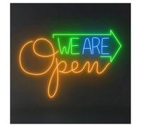 PTHEN Hanging Signs We're Open Neon Sign Light Dimmable USB Powered Decor for Open Store Shop Restaurant Bar Wall Art Hanging 40cmx32cm