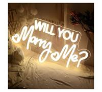 PTHEN Hanging Signs Will You Marry Me Neon Sign Wedding Decoration Light for Wedding Engagement Aesthetics Room Decor USB Powered Lamp 45cmx22.1cm(C)