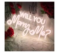 PTHEN Hanging Signs Will You Marry Me Neon Sign Wedding Decoration Light for Wedding Engagement Aesthetics Room Decor USB Powered Lamp 45cmx22.1cm(A)