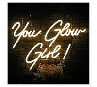 PTHEN Hanging Signs You Glow Girl Neon Sign Warm White Word Light for Wall Decor USB for Bedroom Home Wedding Birthday Party 41.5cm×28cm