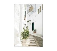 PTHEN Wall Art Canvas Prints Simple Bohemian Spanish Architecture Green Leaves Reeds Wall Art Print Canvas Painting Posters For Living Room Modern Home Decor(D,30x40cm)