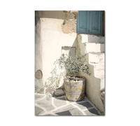 PTHEN Wall Art Canvas Prints Simple Bohemian Spanish Architecture Green Leaves Reeds Wall Art Print Canvas Painting Posters For Living Room Modern Home Decor(B,50x70cm)