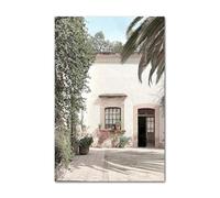 PTHEN Wall Art Canvas Prints Simple Bohemian Spanish Architecture Green Leaves Reeds Wall Art Print Canvas Painting Posters For Living Room Modern Home Decor(G,20x30cm)