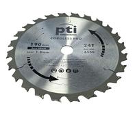 PTI 190mm x 20mm x 24T, Thin Kerf Saw Disc 1.5mm Thick Cordless Saws quality TCT Circular Saw. Hardened & precision-balanced Micrograin Carbide Teeth