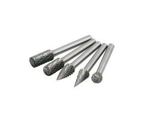 PTI 5pc HSS Rotary Burr Set Diamond Cut 10mm Diameter with 6mm Shank