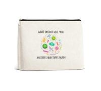 Ptikx Science Microbiology Gifts Makeup Bag, Funny Gifts for Lab Techs Nurses ER Staff Microbiologists Science Lovers Teachers, What Doesn't Kill You Mutates And Tries Again Cosmetic Bag