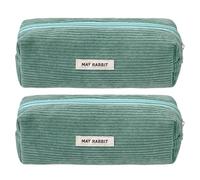 PTILSERY 2pieces Corduroy Pencil Case for Children Student Adult, Large Capacity Pen Case Zippered Pen Pouches Travel Cosmetics Bag