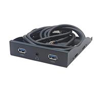 PTILSERY 2Port USB 3.2 GEN1 5Gbps + 3.5mm Headphones Interfaces Front Panel Hubs Splitter Bracket Adapter for Piece Desktop 3.5inch