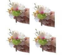 PTILSERY 4pieces Wedding Boutonniere for Bride Groom, Wedding Corsage Boutonniere Proms Boutonniere for Wedding Ceremony Anniversary