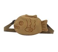 PTILSERY Cute Fish Shape Canvas Shoulder Bags Crossbody Fanny Pack Outdoors Sport Waist Bag Zipper Purse Student Phone Bag