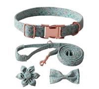 PTILSERY Dog Collar+Leash+Necktie Set Adorned with Flower Bow Suitable for All Pet Owners Seeking Fashion and Durability