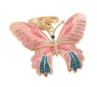 PTILSERY Stylish Crystal Butterfly Keychain for Women Gold Color Metal Animal Keyring Backpack Bag Charm Fashion Jewelry