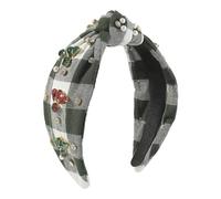 PTILSERY Wide Brim Knot Headbands for Women Girl Hairband with Pearl&Rhinestone Yoga Knot Hair Hoop Lattice Pattern Hairband