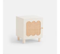 Ptilu Oak/Rattan 1-Door Bedside Table Ecru