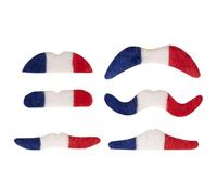 P'tit Clown - Moustache, Beard Blue White Red - Perfect for supporting France at Celebrations and Sports Events Red - Easy to Wear (Set of 6 Moustaches)