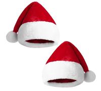 PTJJXA 2 Pcs Christmas Santa Hats Adult Kids, Thicken Unisex New Year Plush Hat, 2 Layers, Traditional Costume Hat for Christmas Party Women Men, Red Xmas Classic Cap for Christmas Holiday (Set B, S)