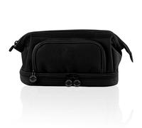 PTJJXA Large Capacity Pencil Bag, Water Resistant Pencil Case with Compartments, Expandable Stationery Organizer Makeup Cosmetic Bag, Oxford Fabric Pencil Pouch, Pen Bag Desk Organizer (Black)