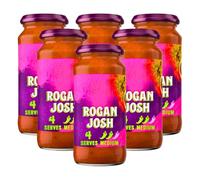 PTK Rogan Josh Cooking Sauce Medium Spiced Tomato and Onion Based Sauce with No Artificial Flavours, Colours, or Preservatives 450g Jar Serves 4, Cook in 30 min, Gluten Free, Vegan (Pack of 6)