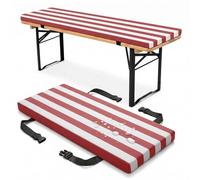 PTKG Garden Picnic Bench 2 Seater Picnic Benches Outdoor High Resilience Foam Garden Table And Bench Set Easy to Clean Removable Cover for Beer, Patio, Long Chairs,Red,170x30x3cm