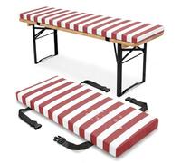 PTKG Garden Picnic Bench 3 cm Thick Outdoor Cushions Water-Repellent Bench Cushion Outdoor 50d High Density Foam Removable Zipped Cover Patio, Dining, Bench Use,Red,200x40x3cm
