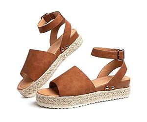 PTKG Women's Wedge Sandal Lightweight Casual Beach Sandals Summer Open Toe Fashion Non-Slip Comfy Ladies Platform Shoes Sandals for Ladies,Brown,36 EU