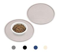 Ptlom 2 Pack Anti-Slip Dog Bowl Mat With High Lips - Waterproof Pet Feeding Placemat for Food and Water - Silicone Puppy Tray for Small, Medium, Large Dogs and Cats