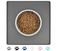 Ptlom Grey Pet Placemat for Dog and Cat, Waterproof Non-Slip Silicone Feeding Bowl Mat Prevent Food and Water Overflow, Puppy Dish Feeder Fountain Trays Suitable for Medium and Small Pets