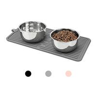 Ptlom Pet Placemat for Dog and Cat, Mat for Prevent Food and Water Overflow, Suitable for Medium and Small Pet, Grey, Silicone