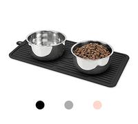 Ptlom Pet Placemat for Dog and Cat, Mat for Prevent Food and Water Overflow, Suitable for Medium and Small Pet, Black, Silicone