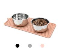 Ptlom Pet Placemat for Dog and Cat, Mat for Prevent Food and Water Overflow, Suitable for Medium and Small Pet, Pink, Silicone