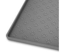 Ptlom Pet Placemat for Dog and Cat, Mat for Prevent Food and Water Overflow, Suitable for Small, Medium and Big Pet, 18" 12", Grey, Silicone
