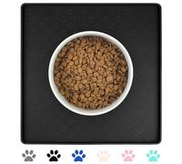 Ptlom Pet Placemat for Dog and Cat, Waterproof Non-Slip Silicone Feeding Bowl Mat Prevent Food and Water Overflow, Puppy Dish Feeder Fountain Trays Suitable for Medium and Small Pets, Black