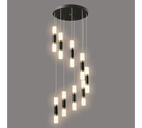 PTLYE 9-Light Modern Kitchen Island Dimmable LED Modern Black Gold Ceiling Pendant Light Living Room Bedroom Foyer LED 54W Stairs Large Chandelier